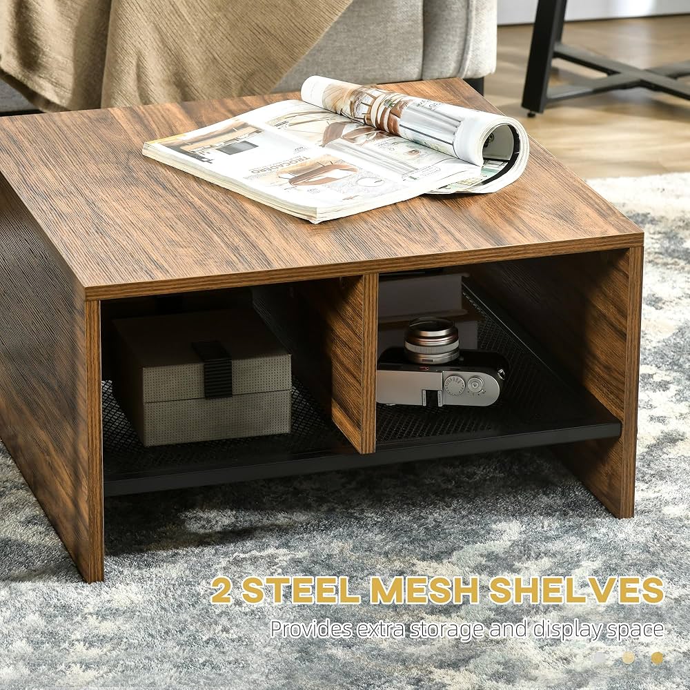 家具 table 15 Inch 2-Tier Square End Table with Storage Shelf - Costway